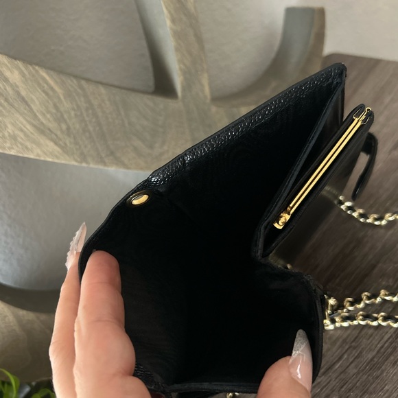 ⚜️🖤Chanel Caviar Timeless Wallet with Chain Chunky Vintage Gold Tone Crossbody - Picture 12 of 16